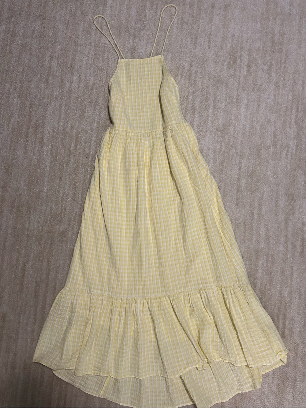 American Eagle Outfitters Pale Yellow Gingham Maxi Dress - Picture 1 of 5